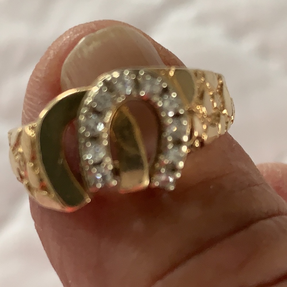 14 K GOLD  DOUBLE HORSESHOE RING - Picture 6 of 17